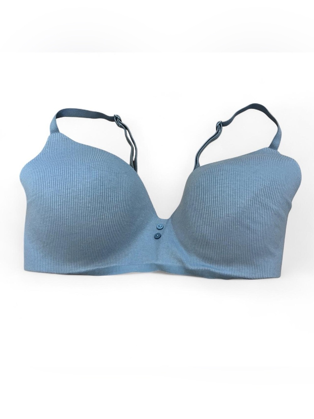 Victoria’s Secret Blue Ribbed Wireless Bra 36DD Soft Lounge Bralette
